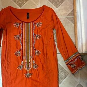 Indian Orange Embroidered dress